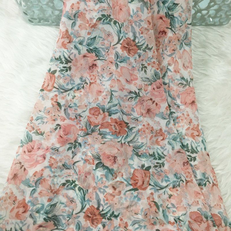 2/3m Floral Print Chiffon Fabr - Summer Clothing Material recension och pris
