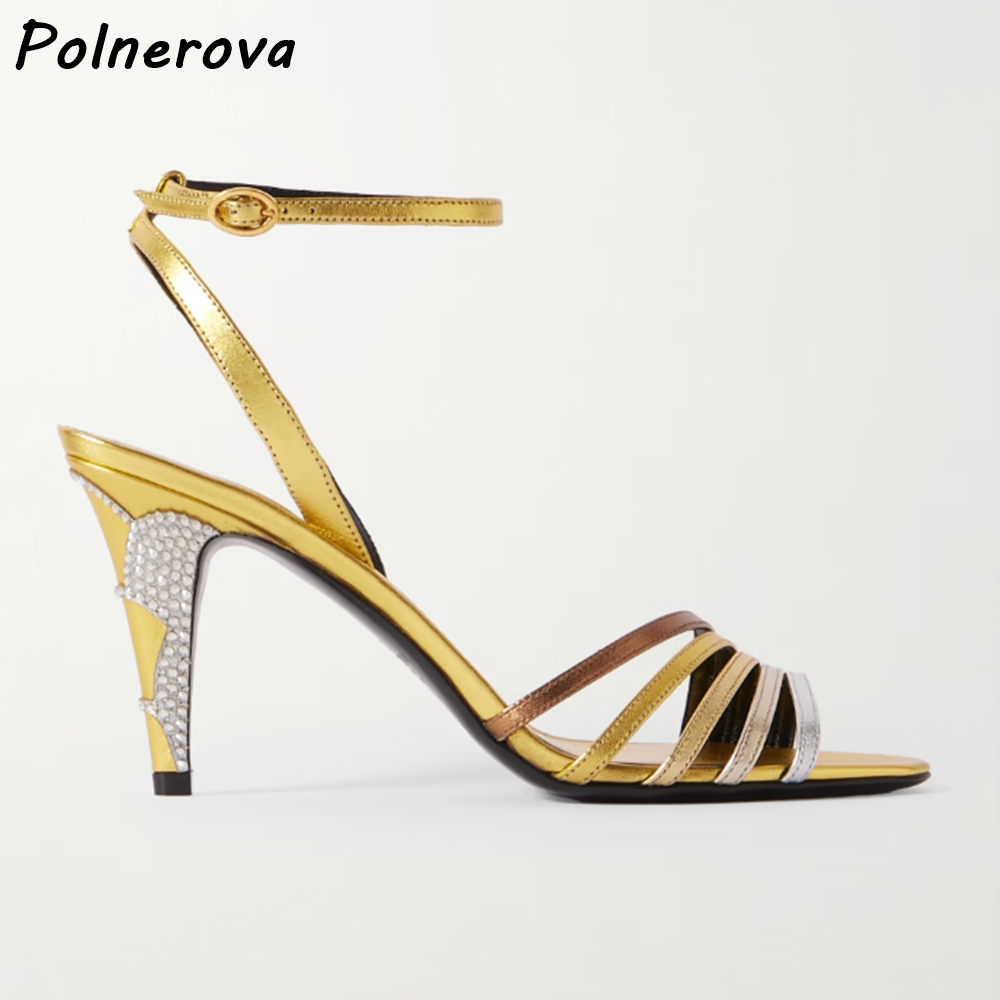 Gold Silvery Rhinestone Heels  - Summer Clothing Colors recension och pris
