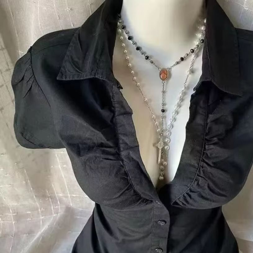 Womens Y2K Grunge Blouse Gothi - Summer Grunge Clothing recension och pris