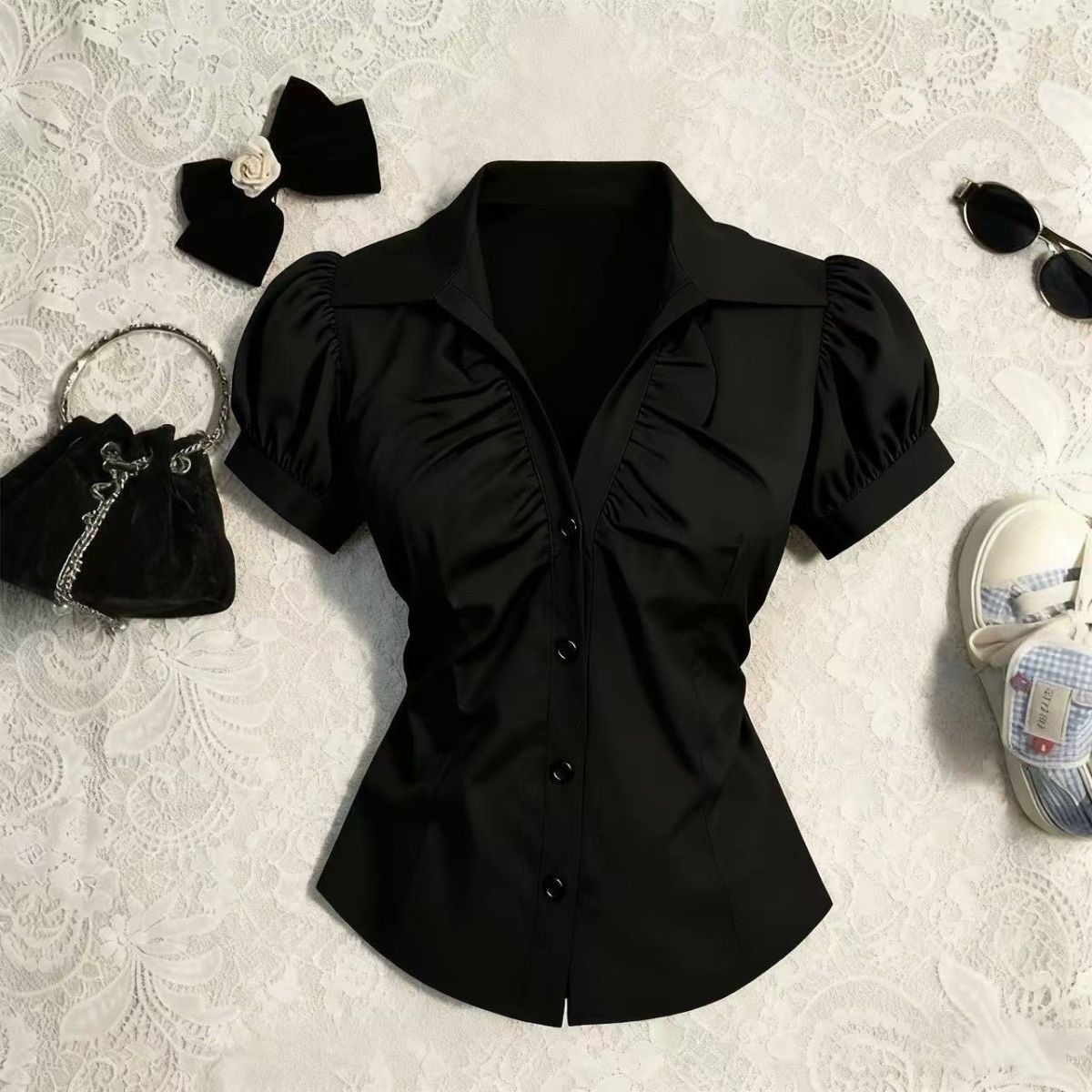 Womens Y2K Grunge Blouse Gothi - Summer Grunge Clothing recension och pris