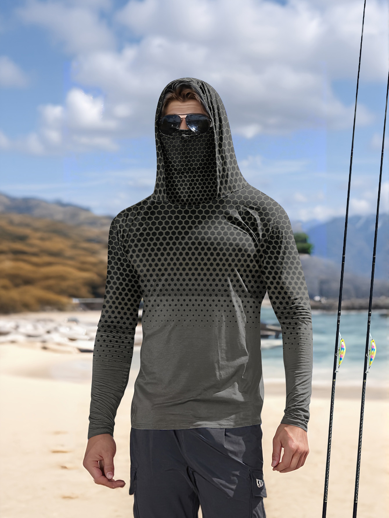 Men Hood Fishing Shirt long sl - Summer Knit Clothing recension och pris
