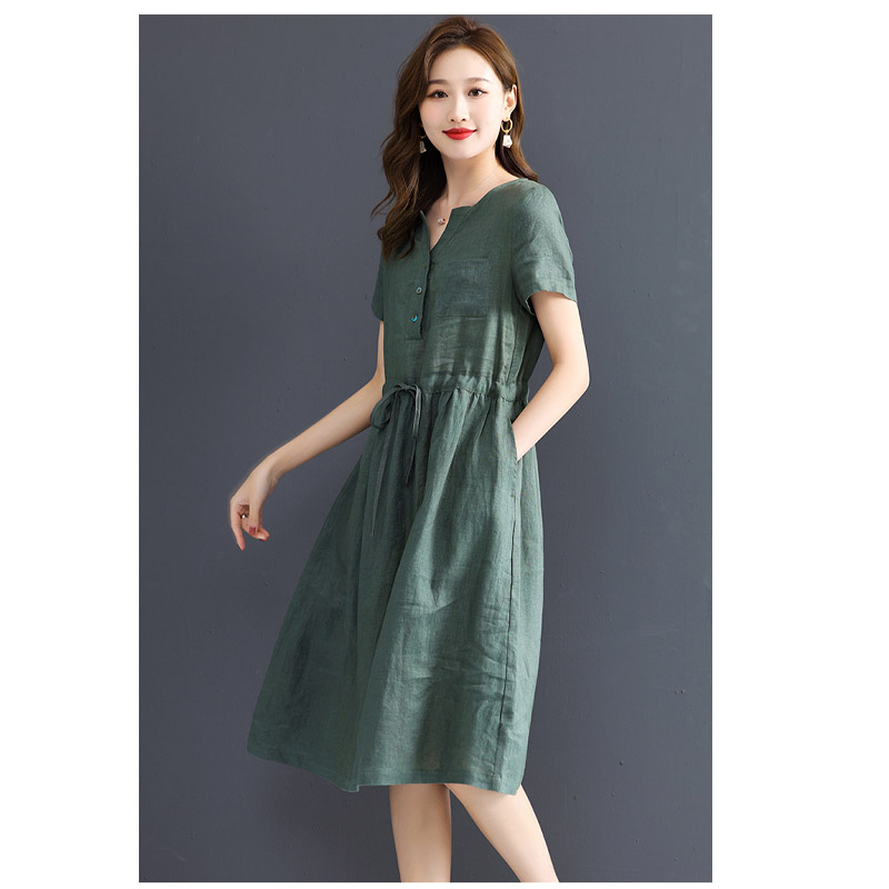 Pure Linen Women's Short-sleev - Summer Clothing Drawing recension och pris