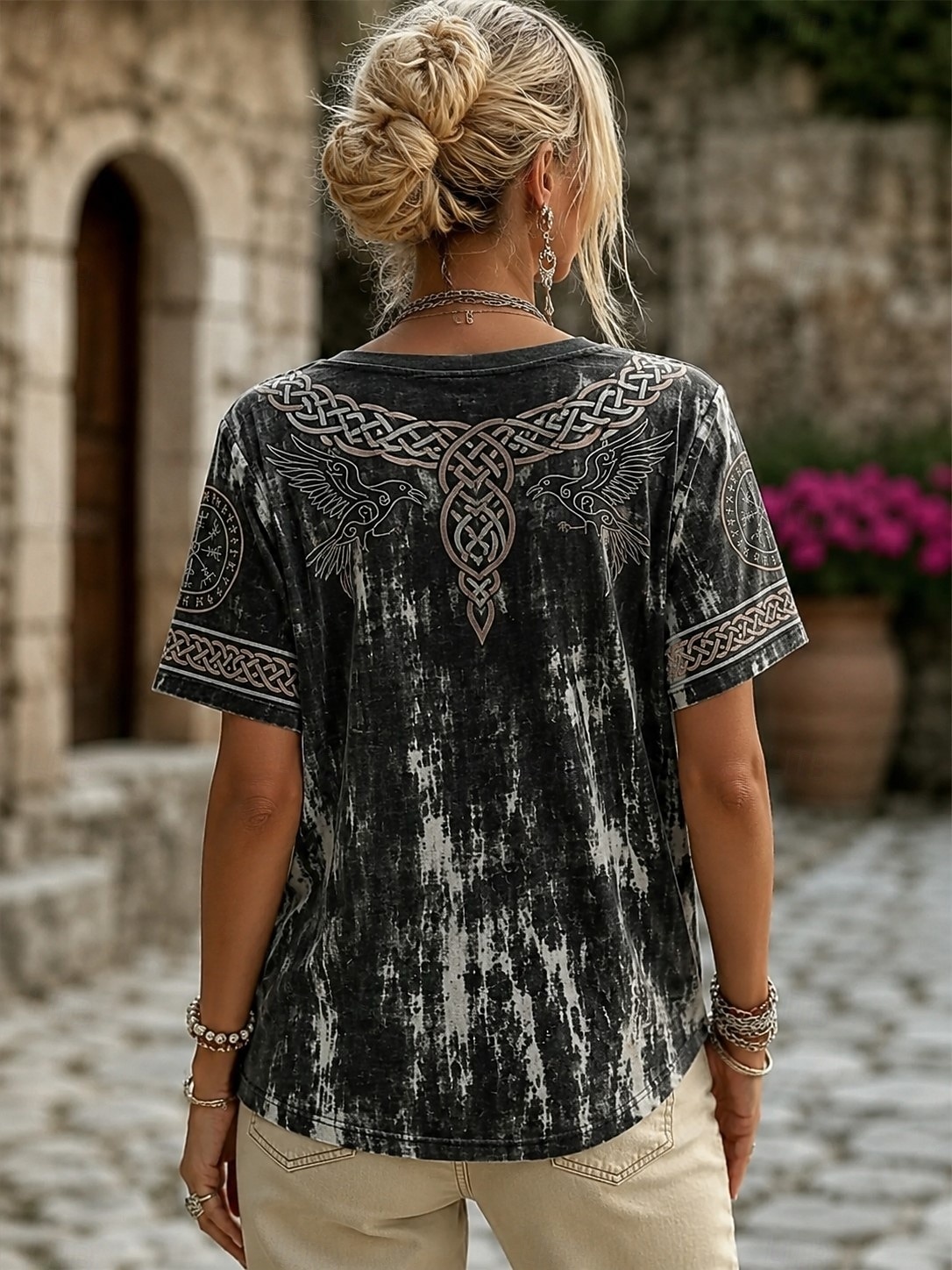 Women V Neck Short Sleeve T-sh - Summer Viking Clothing recension och pris