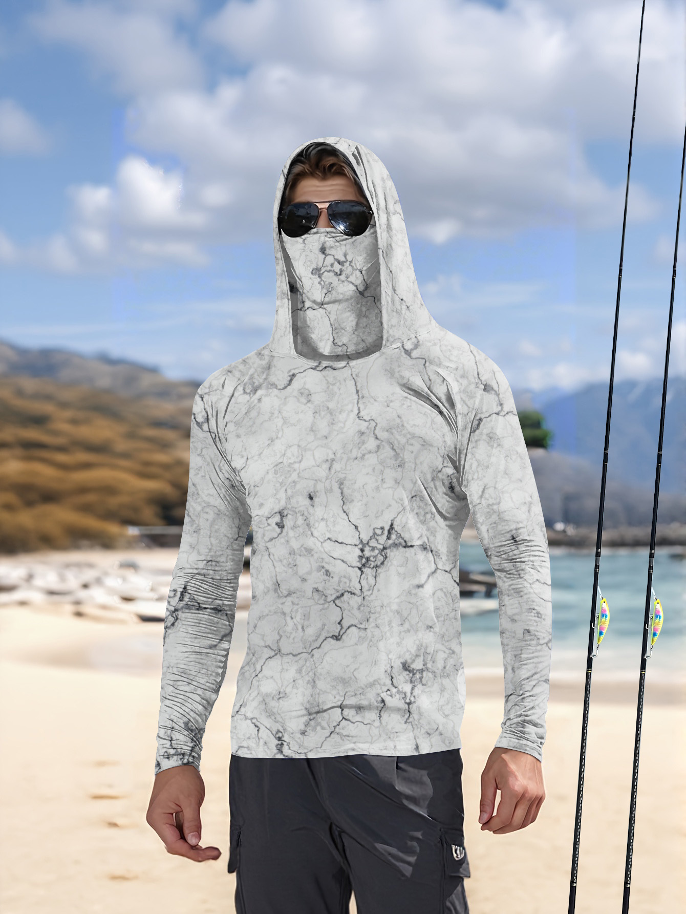 Men Hood Fishing Shirt long sl - Summer Knit Clothing recension och pris