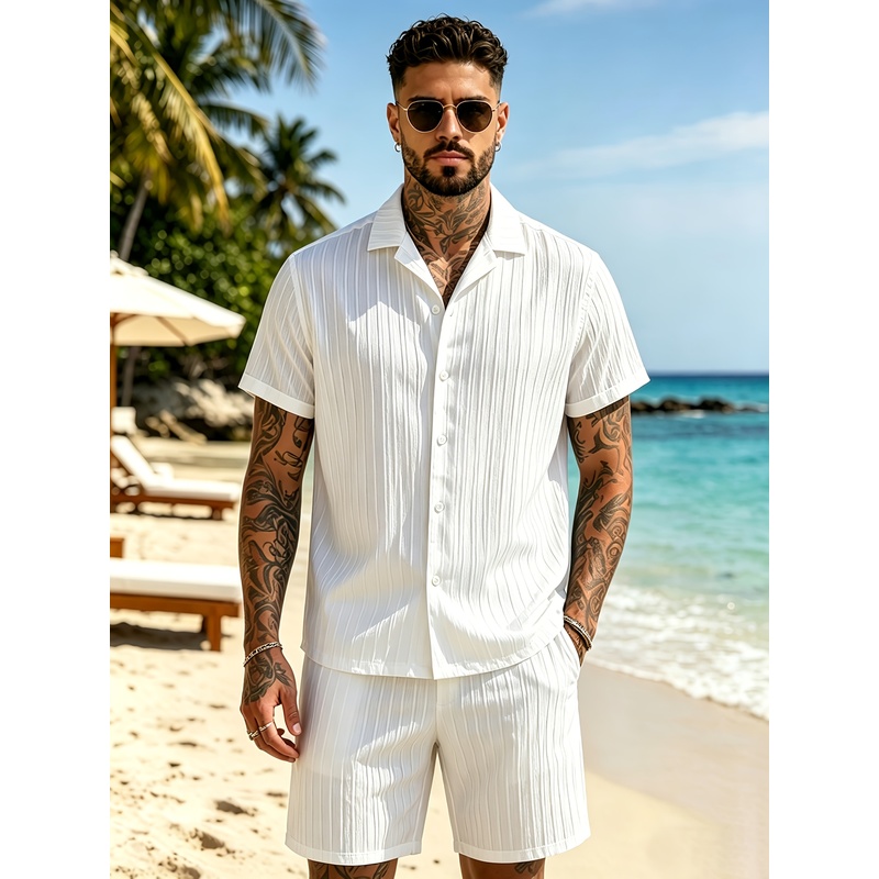 2Men's Summer Casual Suit Set， - Summer Clothing Vacation recension och pris
