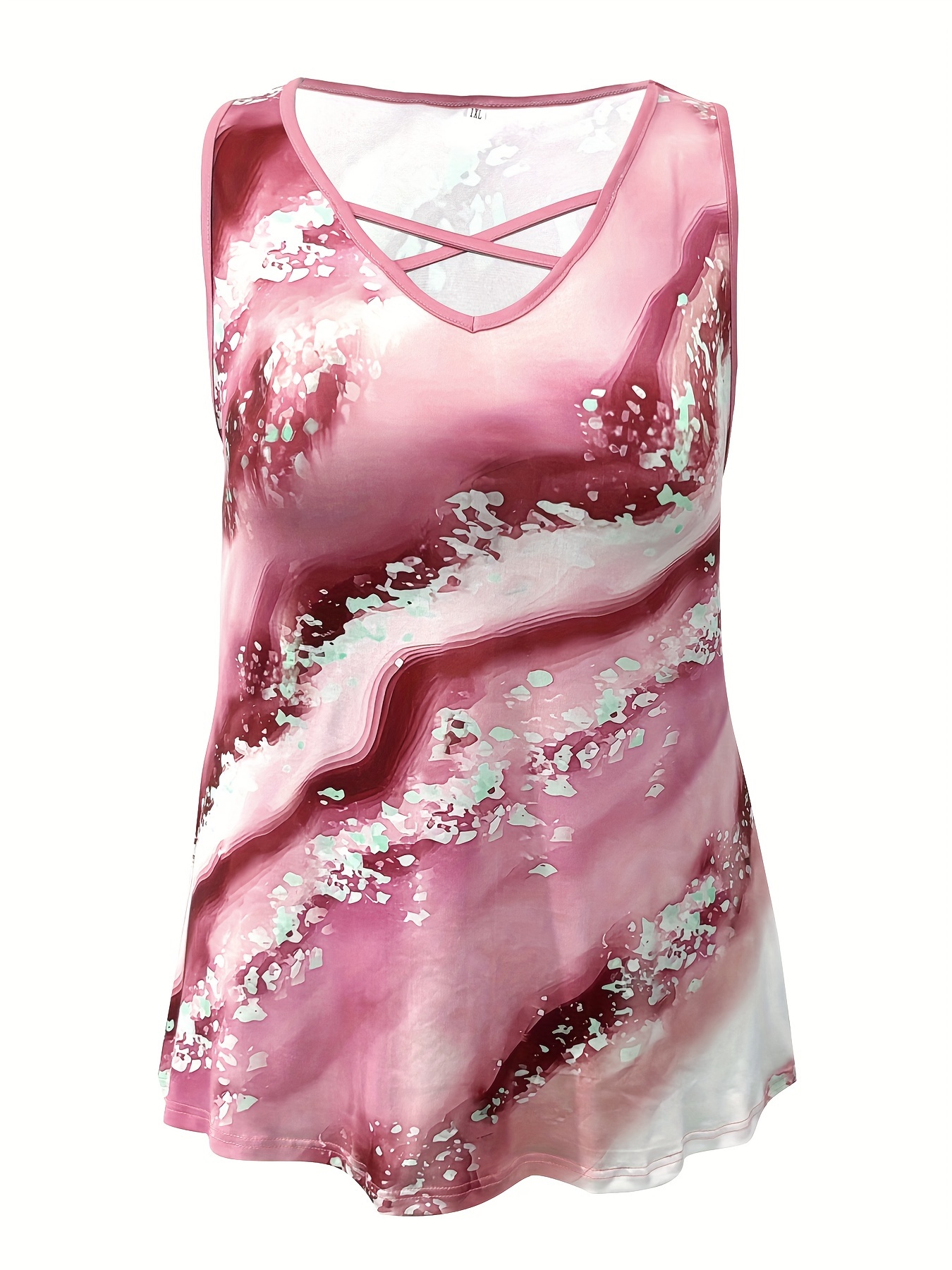 Plus Size Marble Print Tank To - Summer Clothing Clearance recension och pris